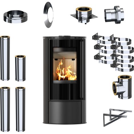 Freistehender Kaminofen KRATKI Koza ERIK 5,5 kW Ø150 Außenkaminset (1/5)