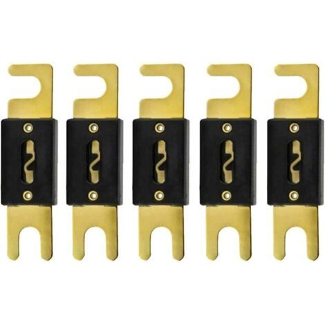 5 fusibles ANL de 150 A para sistemas de audio automotriz, protección de potencia y seguridad, con tubo de vidrio chapado en oro.