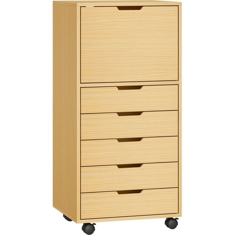 Produit Larven caisson de bureau 5 tiroirs roulettes support imprimante naturel (1/5)