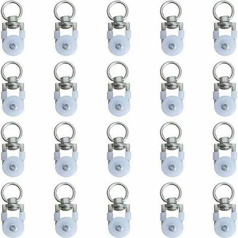 Packung mit 20 Metall-Rollen – Breite 18 mm, Länge 14 mm – Für Gardinenschienen – Einfache Montage und leichtgängiges Gleiten (1/2)