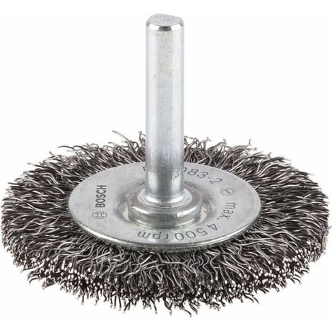 Bosch 1x Brosse circulaire PRO Steel Longlife, fils ondules pour emmanchement cylindrique 6 mm et perceuse (O 50 mm, Professional Accessoire Perceuses/visseuses rotatives)