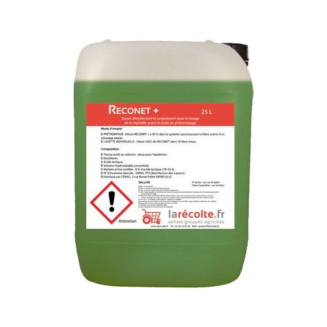 RECONET + (nettoyage et désinfection de la mamelle avant traite)