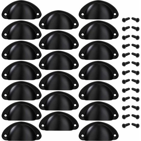 VURAHOME - Poignée de Tiroir Bouton Porte Coquille Poignée en Forme de Coquille Décoration Porte Meuble Tiroir Armoire Placard avec Vis 20 Pièces Noir (1/5)