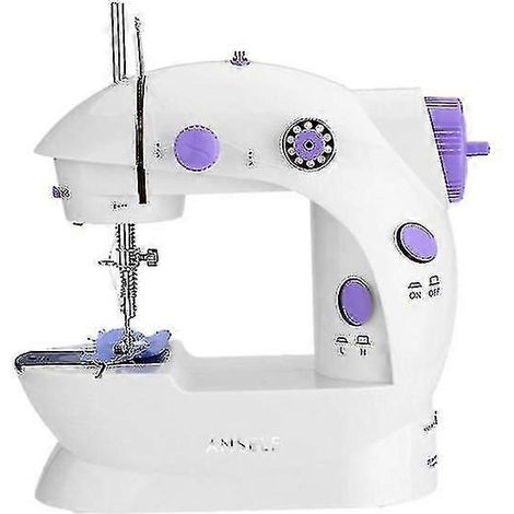 Mini machine à coudre électrique portable multifonction à 2 vitesses et double fil avec lampe et pédale de coupe. (1/5)