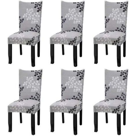 Housses de chaise extensibles universelles lot de 6 housses de chaise pour chaise salle à manger feuilles d'automne (1/4)