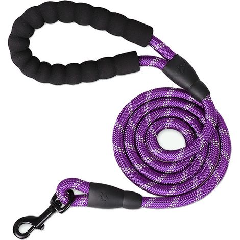 2 Meter lang  1,0 cm dick Lila Hundeleine mit gepolstertem Griff, geeignet für das Gassigehen im Freien (1/5)