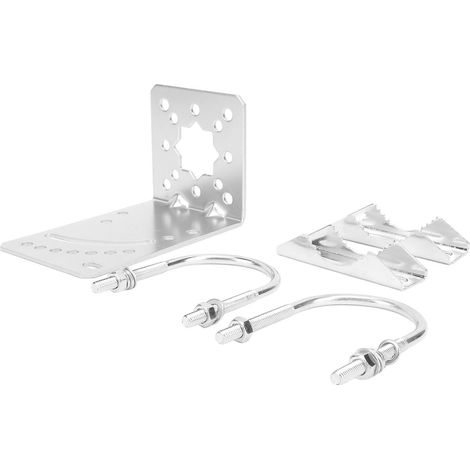 Collier de fixation pour mât d'antenne avec boulons en U, argenté, angle réglable, en acier inoxydable galvanisé, pour antenne satellite TV (1/5)
