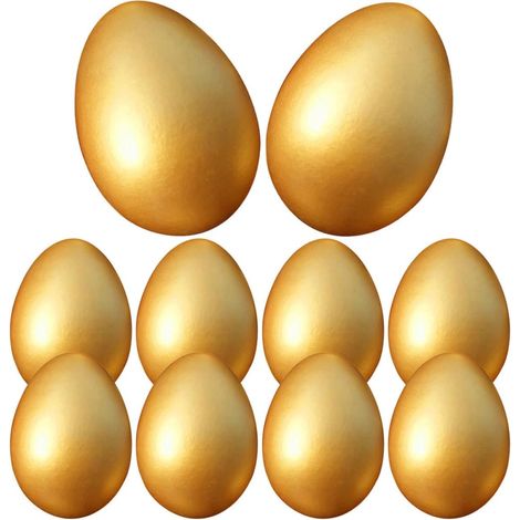 Décorations D'œufs de Pâques en Bois Doré 10 Pièces Soi-même, Ornements Créatifs pour Fête, Peinture et Bricolage, Accessoire Décoratif Intérieur et Extérieur (1/5)