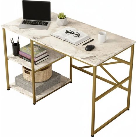 Scrivania Scorpius, 2 Ripiani, 2 Vani, 60x120x75h cm oro