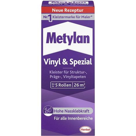 Metylan Vinyl & Spezial Tapetenkleister 180 g Paket, trocknet transparent Spezialkleber