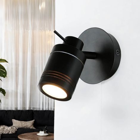 Applique métal orientable Ø 10 cm IP44 noir mat spot de plafond rétro rond GU10