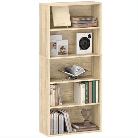 Bibliothèque 5 niveaux bois naturel 60 x 24 x 133,5 cm (1/5)