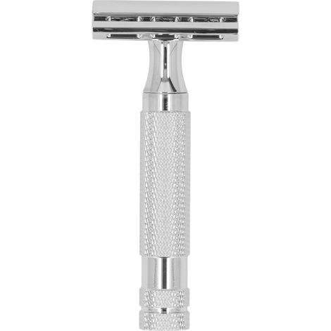 Ensemble de tondeuse de sécurité à double lame en alliage de zinc réutilisable avec support de sécurité pour hommes (1/5)