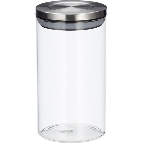 Sollbry Pots de Stockage Jeu de 3, 550ml, Couvercle Acier INOX, Epices, Riz, thé, Contenant Transparent,6.5×18 cm (1/5)