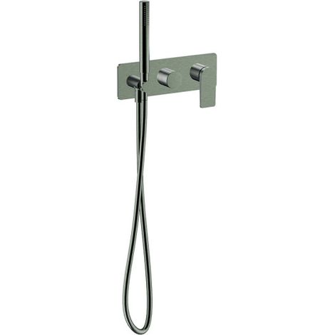 Façade douche/bain douche 2 sorties chrome noir brosse - CRISTINA ONDYNA BA60275