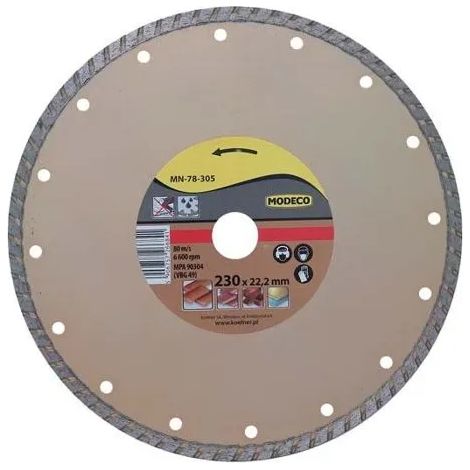 Disque diamant modeco mn-78-305 coupe à sec 230 mm (1/3)