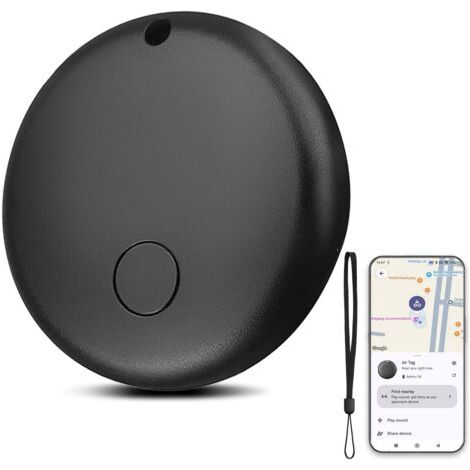 Noir, Traceur GPS pour voiture Smart Tag Android, fonctionne avec l’application Google Localiser (uniquement Android), localisateurs d’objets Bluetooth pour valises, portefeuilles, clés, sacs, bagages (1/4)