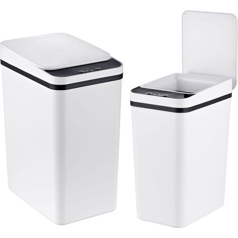 Poubelles blanches à capteur, lot de 2 – Capacité de 9 L et 15 L (1/5)