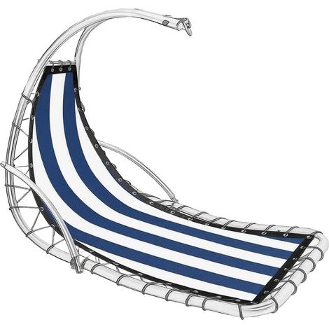 Housse de rechange pour balancelle suspendue en tissu pour terrasse, jardin, intérieur et extérieur - 64 x 197 x 23 cm - Motif à rayures bleues (1/5)