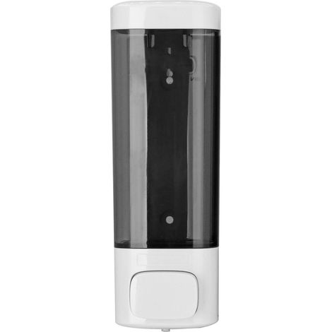 Distributeur de savon blanc 320 ml, mural, manuel, avec verrouillage, pour salle de bain et cuisine. (1/5)