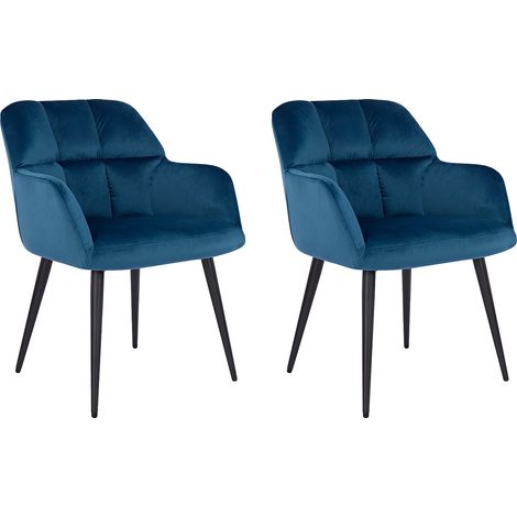 Lot de 2 chaises avec accoudoirs - Velours et métal - Bleu - PEGA de Pascal MORABITO (1/5)