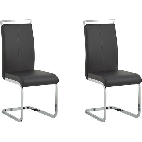 Esszimmerstuhl 2er Set GREEDIN Kunstleder Schwarz