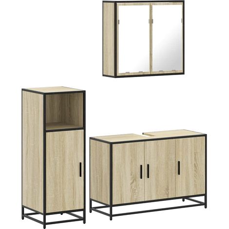 Maison Exclusive - 3-tlg. Badmöbel-Set Sonoma-Eiche Holzwerkstoff