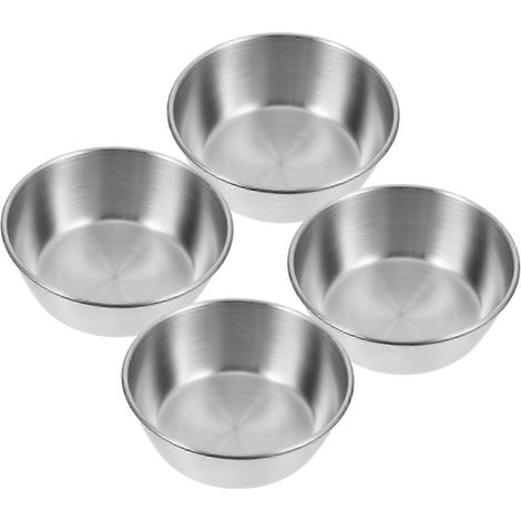 Lot de 4 coupelles à sauce/bols à vin de riz coréen/petits récipients à collation en acier inoxydable - faciles à nettoyer (1/5)