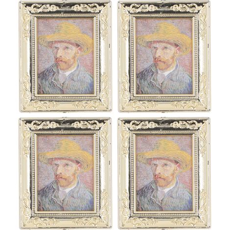 Lot 4 cadres miniatures 1:12 reproductions réalistes de peintures à l'huile, décoration murale pour maison de poupée, type 1. (1/5)