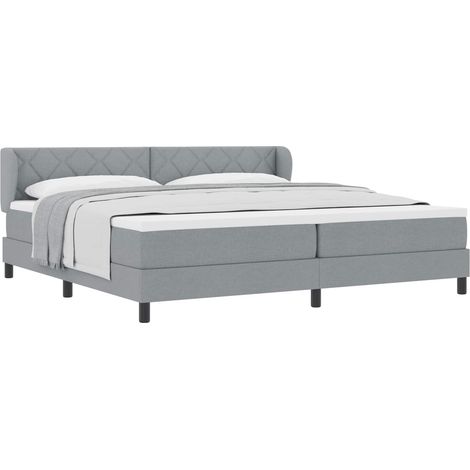 Maison Exclusive - Lit à ressorts avec matelas Gris clair 200 x 200 cm tissu (1/5)