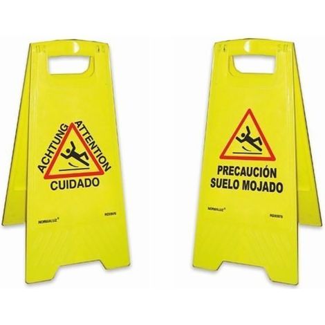 Pannello giallo di precauzione per pavimenti bagnati 620 mm al. normaluz