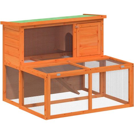 Rabbit Hutch Brown 102x90x84.5 cm Solid Wood Pine vidaXL