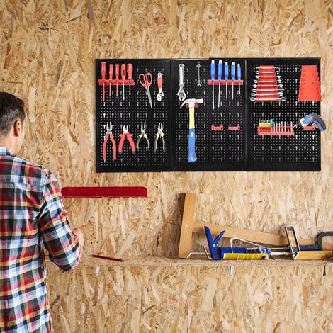 Installation facile, panneau perforé métal 24 x 48 pouces pour rangement d'outils mural garage atelier (1/5)