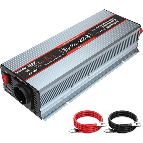 Convertisseur 12v 220v Pur Sinus 1200W Onduleur, Transformateur de Tension avec Prise EU de Courant Alternatif, Port USB Et écran LCD pour Appareils Ménagers Voiture Caravane Camping Voyage (1/5)