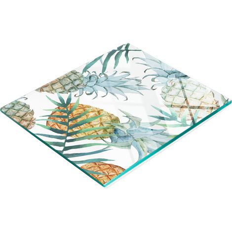 Tabla de cortar y servir decorativa de cristal para cocina con diseño de piña, 60x52 cm. (1/5)
