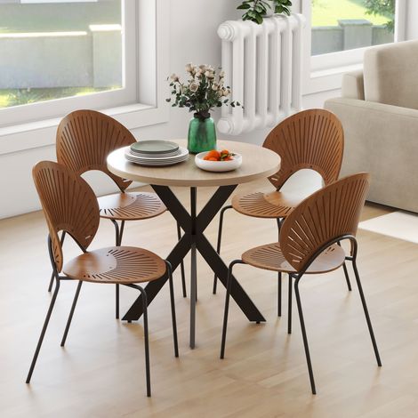 Tavolo da pranzo rotondo 75 x 75 cm, tavolo da cucina per 2-4 persone, tavolo da pranzo moderno con base a ragno marrone