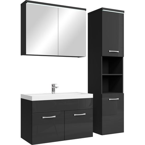 Badplaats Set de meuble de salle de bain Paso XL 80 cm - Noir br