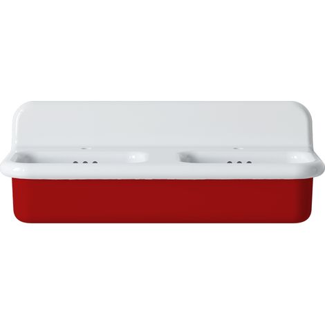 Lavabo rétro double en céramique 102 cm - True Colors Lite - Rouge (1/3)