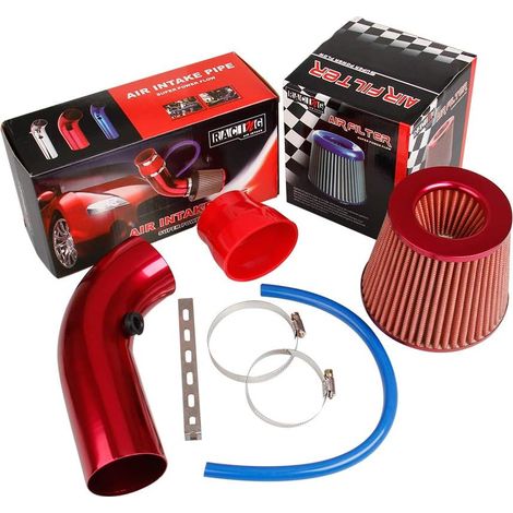 Filtre D'admission D'air Froid - Tuyau Aluminium Diamètre 76 mm - Système Universel pour Moteur Essence - Kit Complet ×1