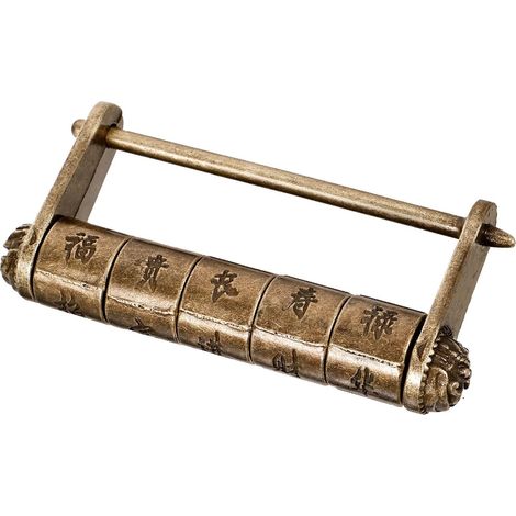 Cadenas À Combinaison Rétro En Alliage De Zinc Avec Caractères Chinois Portable Pour Boîte À Bijoux Collectible Serrure À L'Ancienne (1/5)