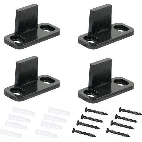 4 Pièces Guide Porte Coulissante Sol, Réglable et Durable pour Placard et Armoire, Bas de Porte de Grange en Bois (1/4)
