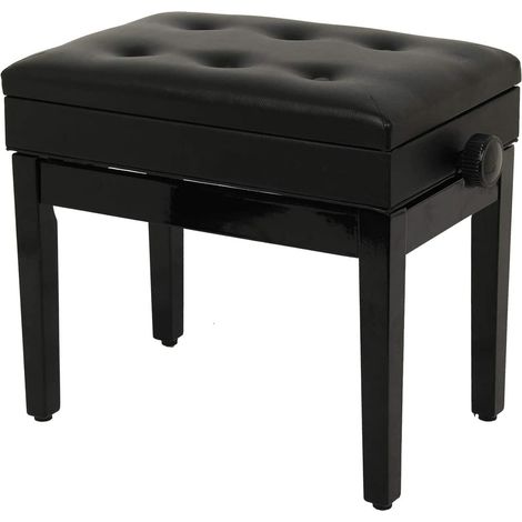 Piano Stool Piano Bench Dressing Table Stool Height Adjustable Keyboard Piano Bench with storage With Under Seat Storage Unit Soft Faux Leather Padded Seat (1/5)