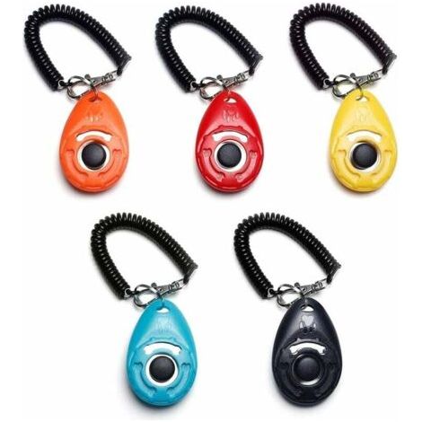 Dog clicker, set of 5 with wrist strap – clicker with large button, 5 colors--DTEKGAZ