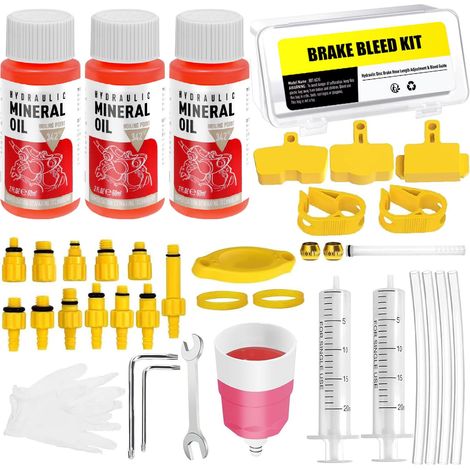 Kit Purge Frein pour , , , kit de Dégonflage de Frein à Disque Hydraulique Bike Liquid Avec Liquide de Frein Minéral (180ml) (1/5)