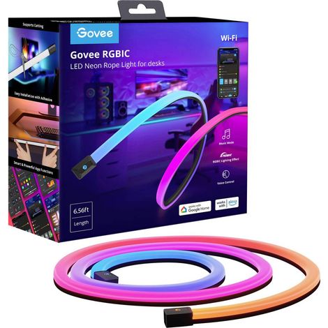 Govee Striscia LED Neon per Tavolo da Gioco, Illuminazione Neon per Gaming, Lunghezza 2 m, Classe Energetica G (1/5)