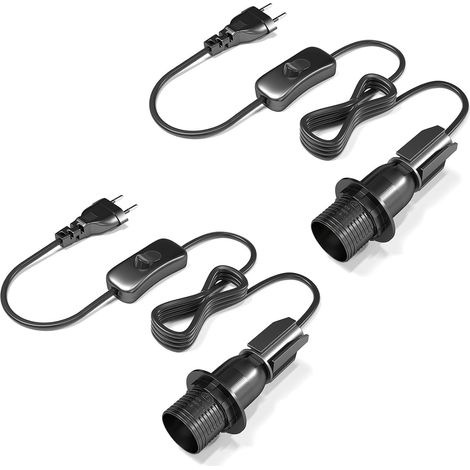 Lot de 2 Adaptateur E14, Câble 1,8m avec interrupteur, Support lampe noir, Pour bouteille vin décoration (1/5)