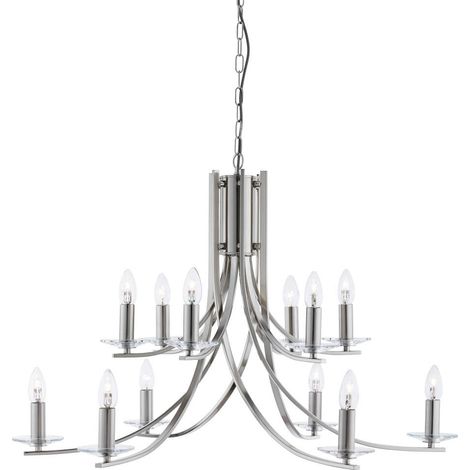 Searchlight Ascona - Lustre à 12 ampoules au fini argent satiné, E14 (1/3)