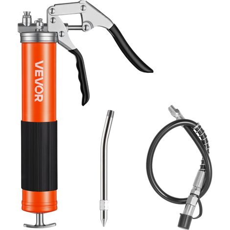 Pistolet à Graisse Manuel 551 bar Pistolet Graisseur à Poignée Capacité 0,4 L pour Machines Automobiles Agricoles Industrielles, Tuyau Flexible 45,7 mm Tube d'Extension Rigide et 1 Buse Pointue (1/5)