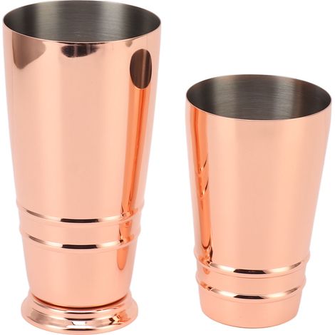 Boston Cocktailshaker, polierter Edelstahl 304 mit Sockel, spülmaschinenfest, kupferbeschichtet, für die Hausbar (1/5)