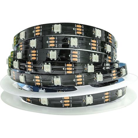 WS2812B 5V RGB LED Pixel Strip 5M 5050 150 LEDs IP30 PCB Black Flexible Full Colour Addressable Individually Smart for Advertising Decoration DIY Projects (1/5)